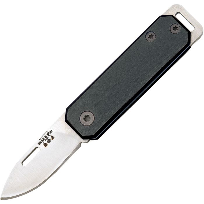Small Slip Joint Black, 2.5" (6.35cm) closed. 1.5" (3.81cm) satin finish high carbon stainless blade. Black aluminum handle. Lanyard hole. Pocket clip. Slip joint. Thumb pull.