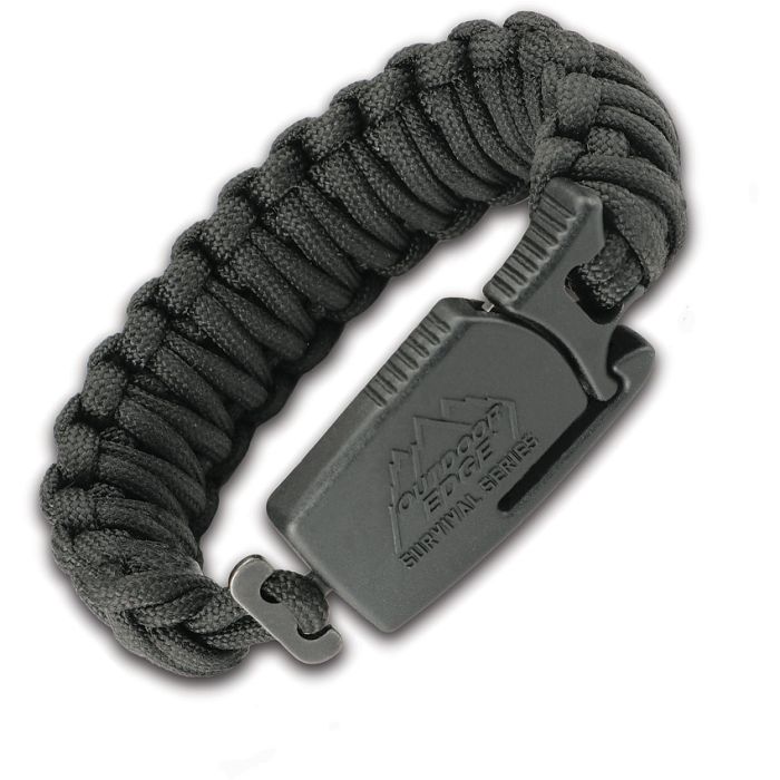 Outdoor Edge Para Claw Black Medium, Features 1.5" Blackstone finish 8Cr13MoV stainless blade. The blade is molded into a GRN guard that ties into the bracelet. Black 550 paracord bracelet with total length of 17.1'. Medium (fits 6.25" to 7")