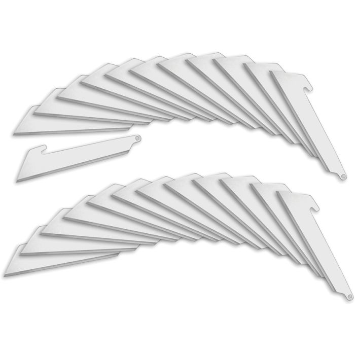 Outdoor Edge 3.0 Utility Blade Pack 24pcs, Satin finish stainless blade. 24 blades. For use with Outdoor Edge 3.0" replaceable blade knives. Individually wrapped
